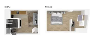 Cuisine ou kitchenette dans l'établissement Cosy Duplex