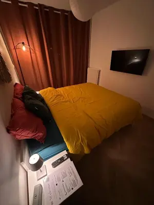 Un ou plusieurs lits dans un hébergement de l'établissement PARIS-MONTROUGE Magnifique appartement- très cosy pour 1 - 6 personnes refait à NEUF -ENTIRE APARTMENT LUXURIOUS AND WARM -Montrouge Paris 14ème - Proche Aéroport Orly Parc Expositions Porte de Versailles FREE WIFI GRATUIT