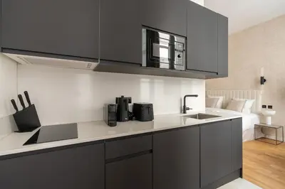 Cuisine ou kitchenette dans l'établissement Luxurious and tranquil studio - Opéra - AC