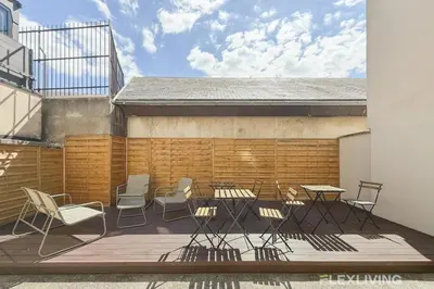Balcon ou terrasse dans l'établissement Charming 20m Studio in Paris 20 with shared terrace