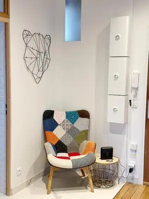 Coin salon dans l'établissement Celine 4 Charmant Studio avec une chambre, La défense