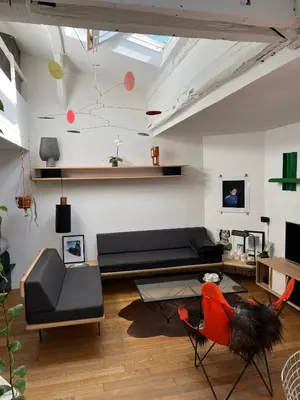 Coin salon dans l'établissement Petit loft au coeur du Marais