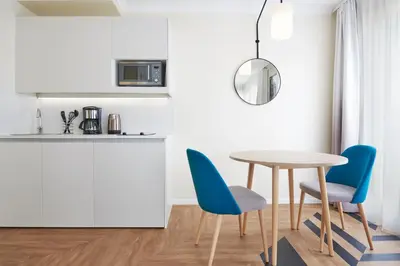 Cuisine ou kitchenette dans l'établissement Aparthotel Adagio Paris Porte de Versailles