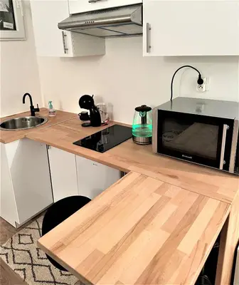 Cuisine ou kitchenette dans l'établissement a studio in heart of Montmart sacré coeur